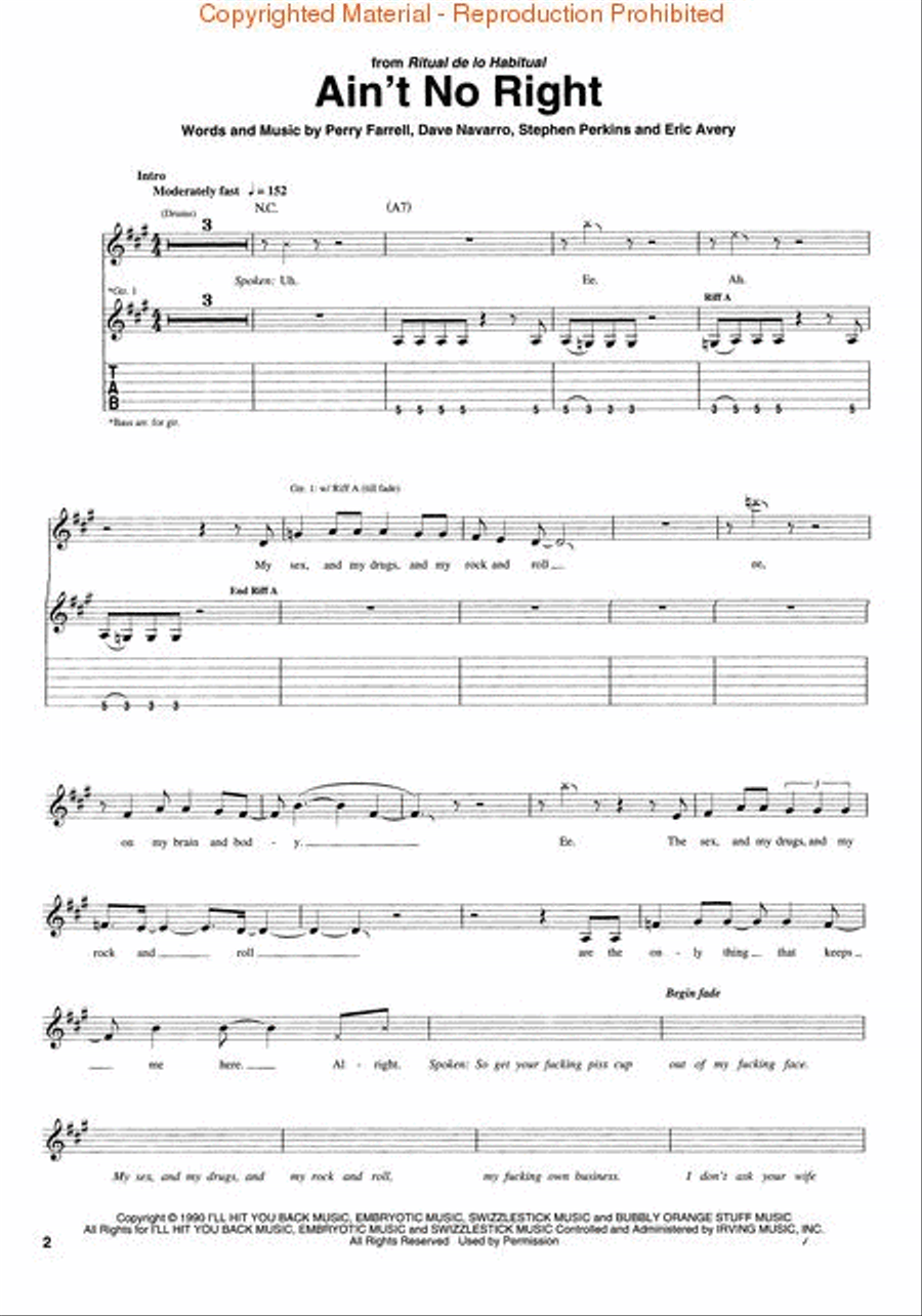 Best of Jane's Addiction Electric Guitar scores gallery preview page 2