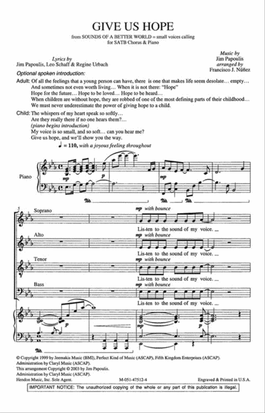 Give Us Hope 4-Part scores gallery preview page 2