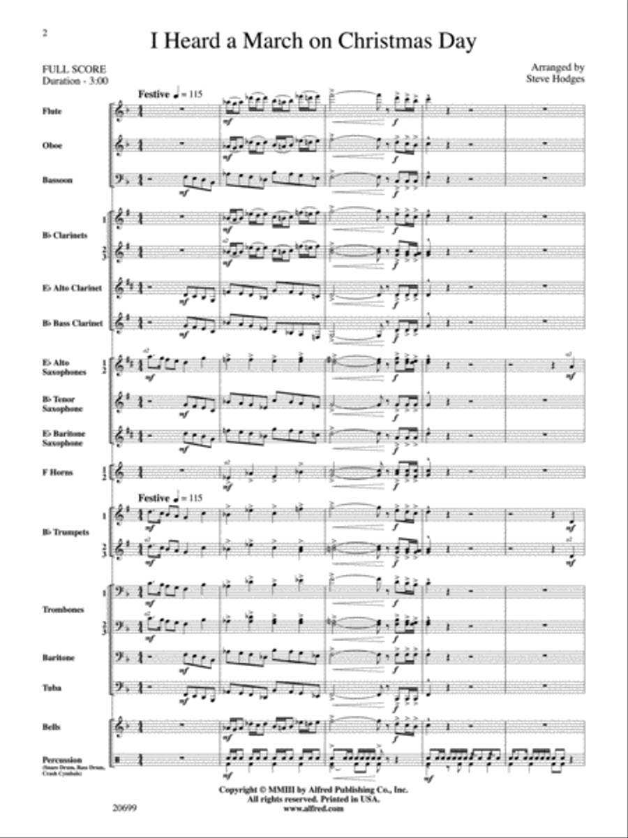 I Heard a March on Christmas Day Concert Band scores gallery preview page 2