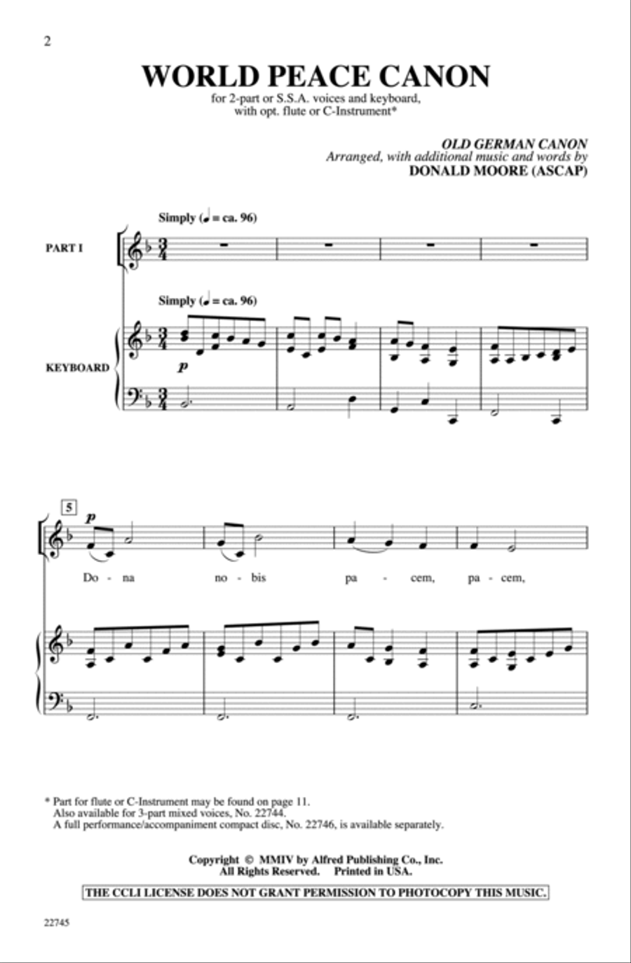 World Peace Canon World Peace Canon 2-Part scores gallery preview page 12