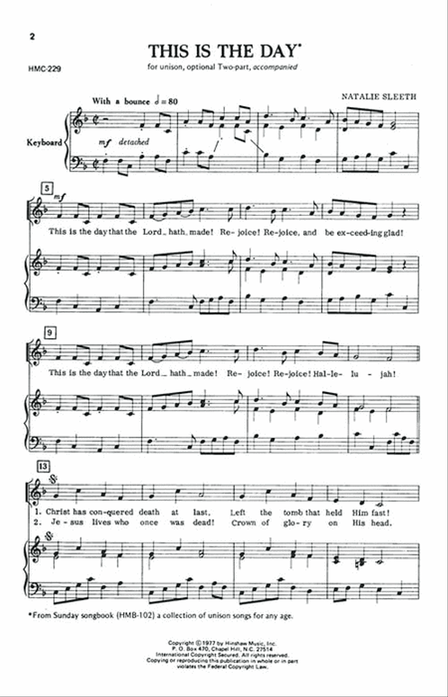 This Is the Day This Is the Day Unison Choir scores gallery preview page 2