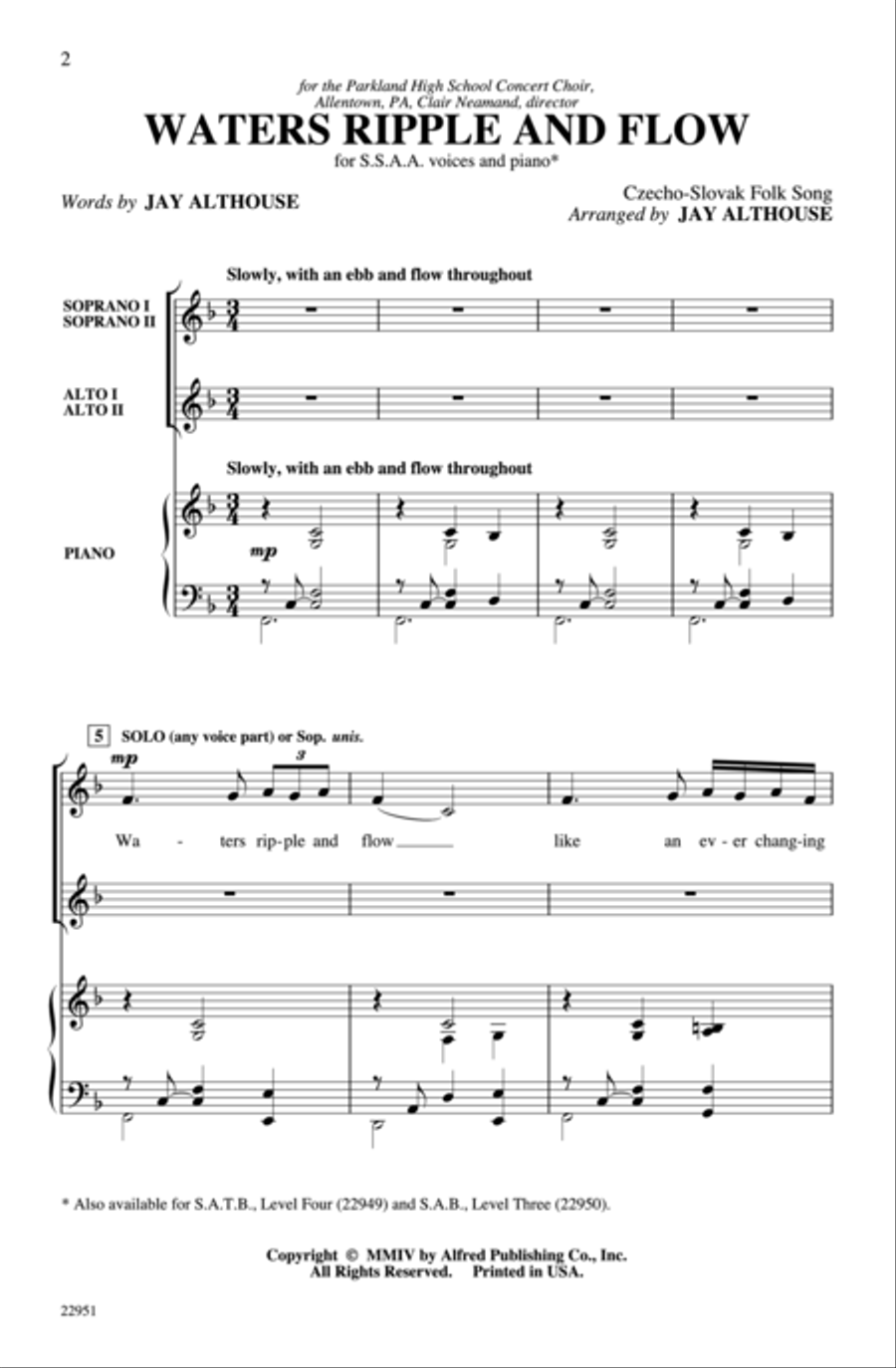 Waters Ripple and Flow Choir scores gallery preview page 2