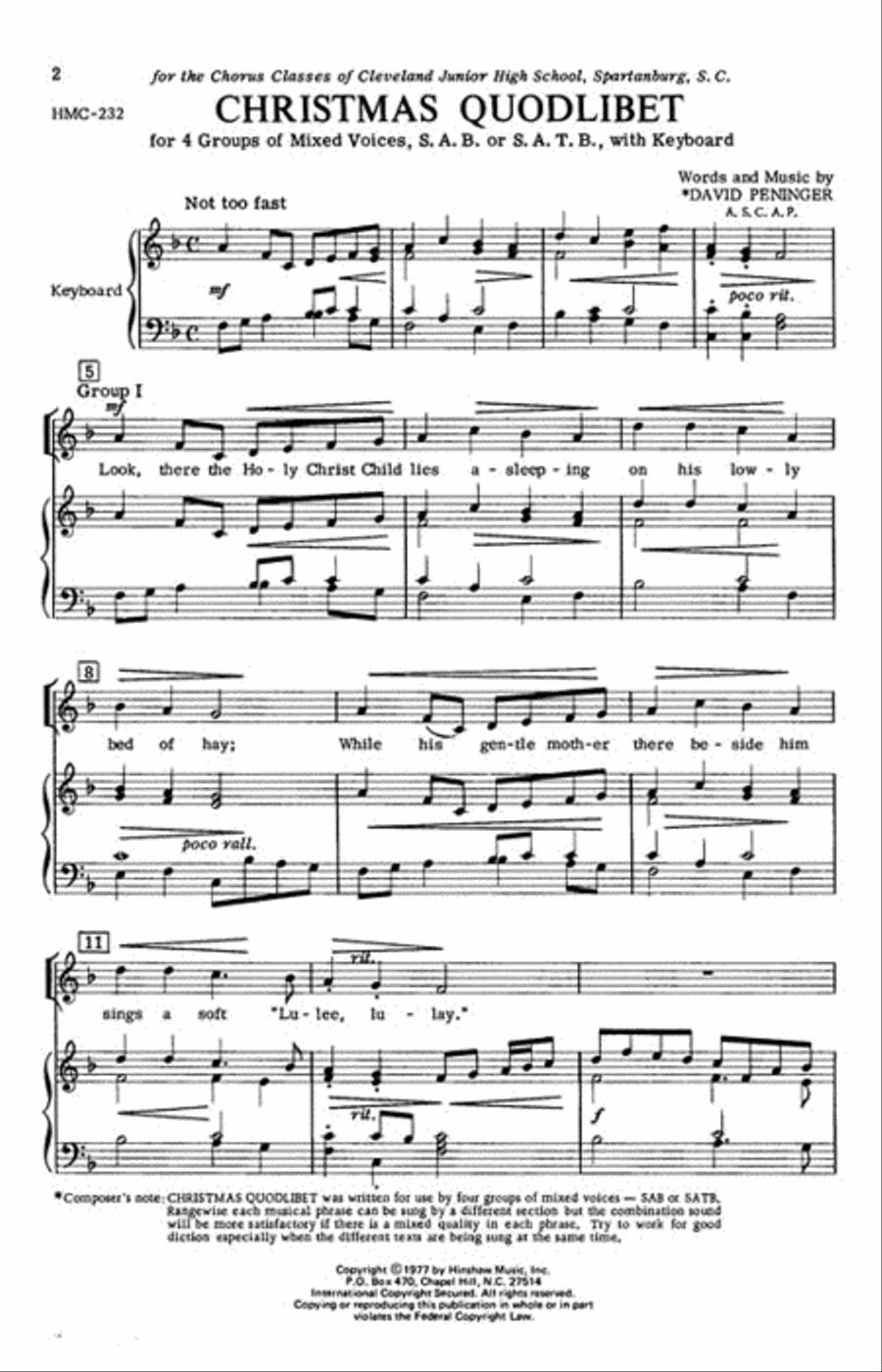 Christmas Quodlibet Choir - Sheet Music page 2