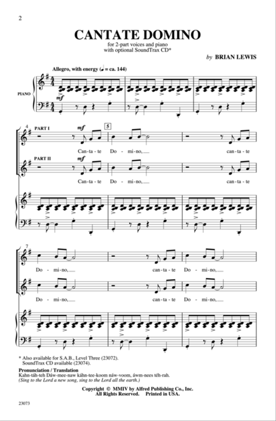 Cantate Domino Cantate Domino 2-Part scores gallery preview page 2