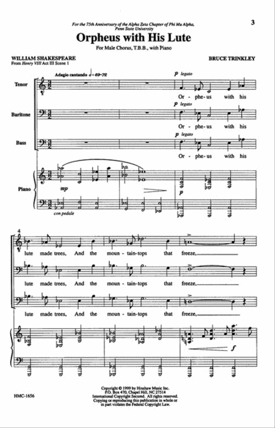 Orpheus with His Lute Orpheus with His Lute 3-Part scores gallery preview page 2