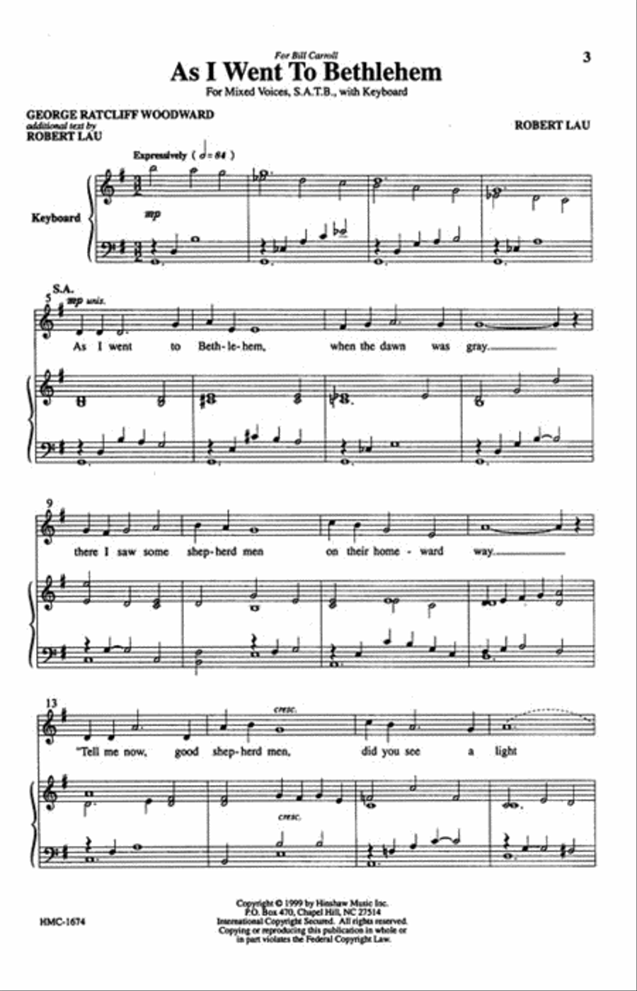 As I Went To Bethlehem 4-Part scores gallery preview page 2