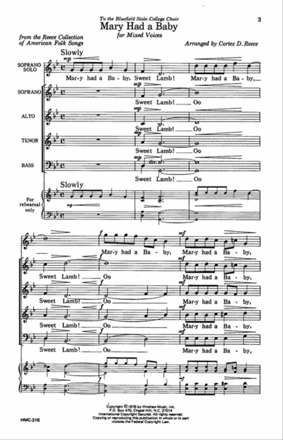 Mary Had a Baby Choir - Sheet Music page 2