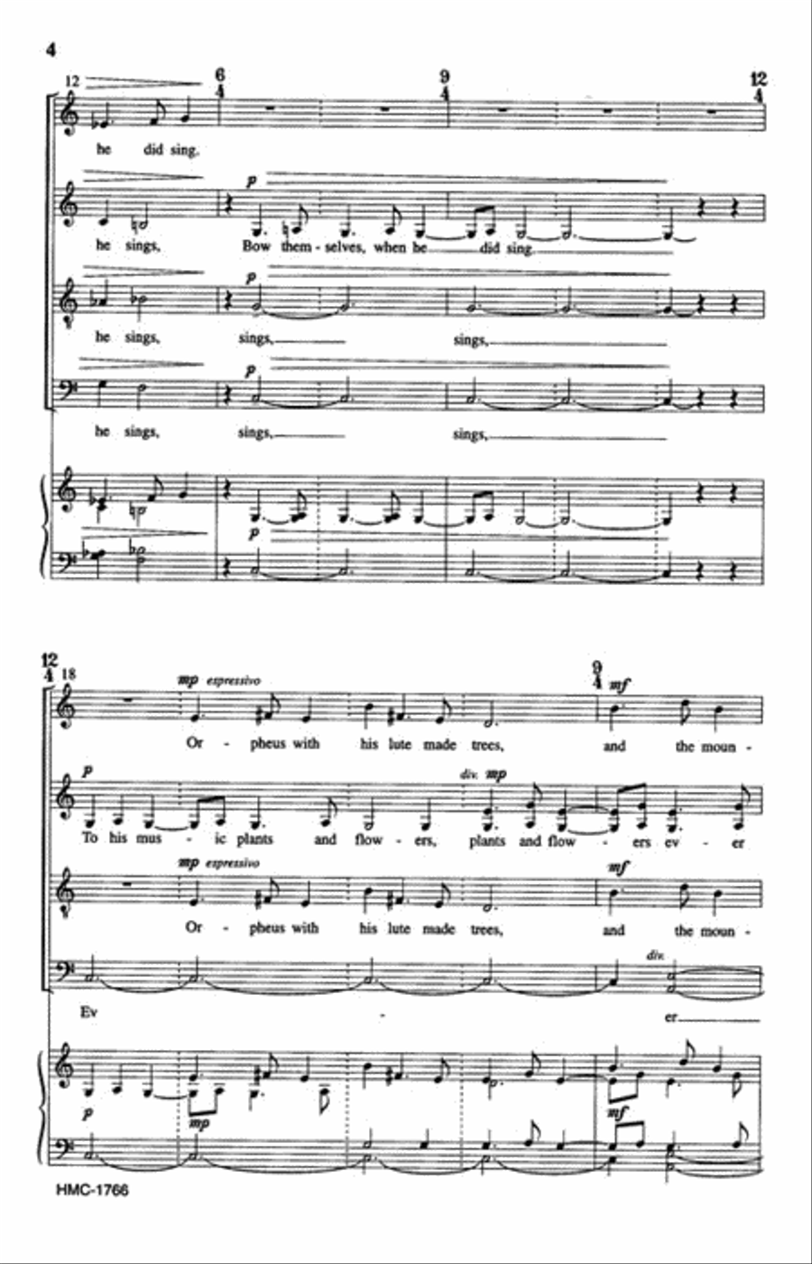 Orpheus With His Lute (Lanthur Ha Szol) SSATB scores gallery preview page 3