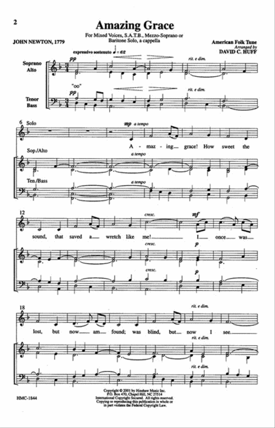 Amazing Grace Amazing Grace Choir scores gallery preview page 2
