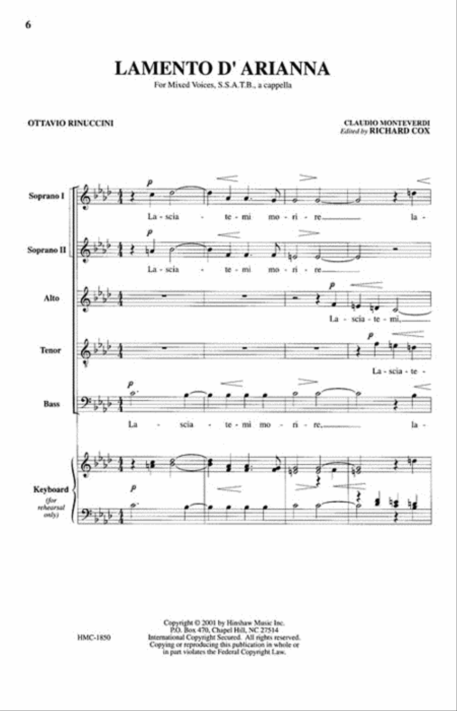 Lamento D'arianna Lamento D'arianna 4-Part scores gallery preview page 2
