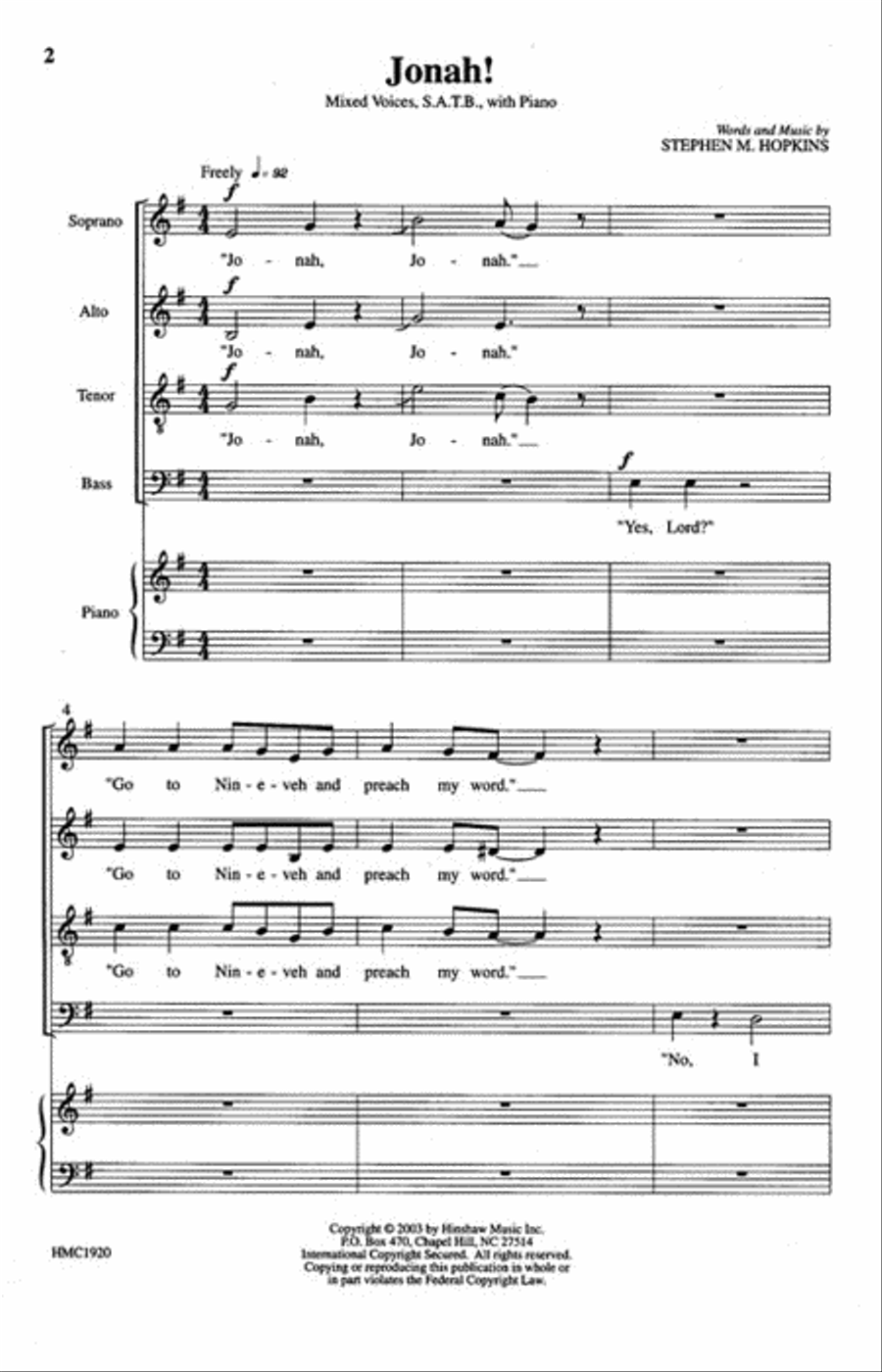 Jonah! Jonah! 4-Part scores gallery preview page 2