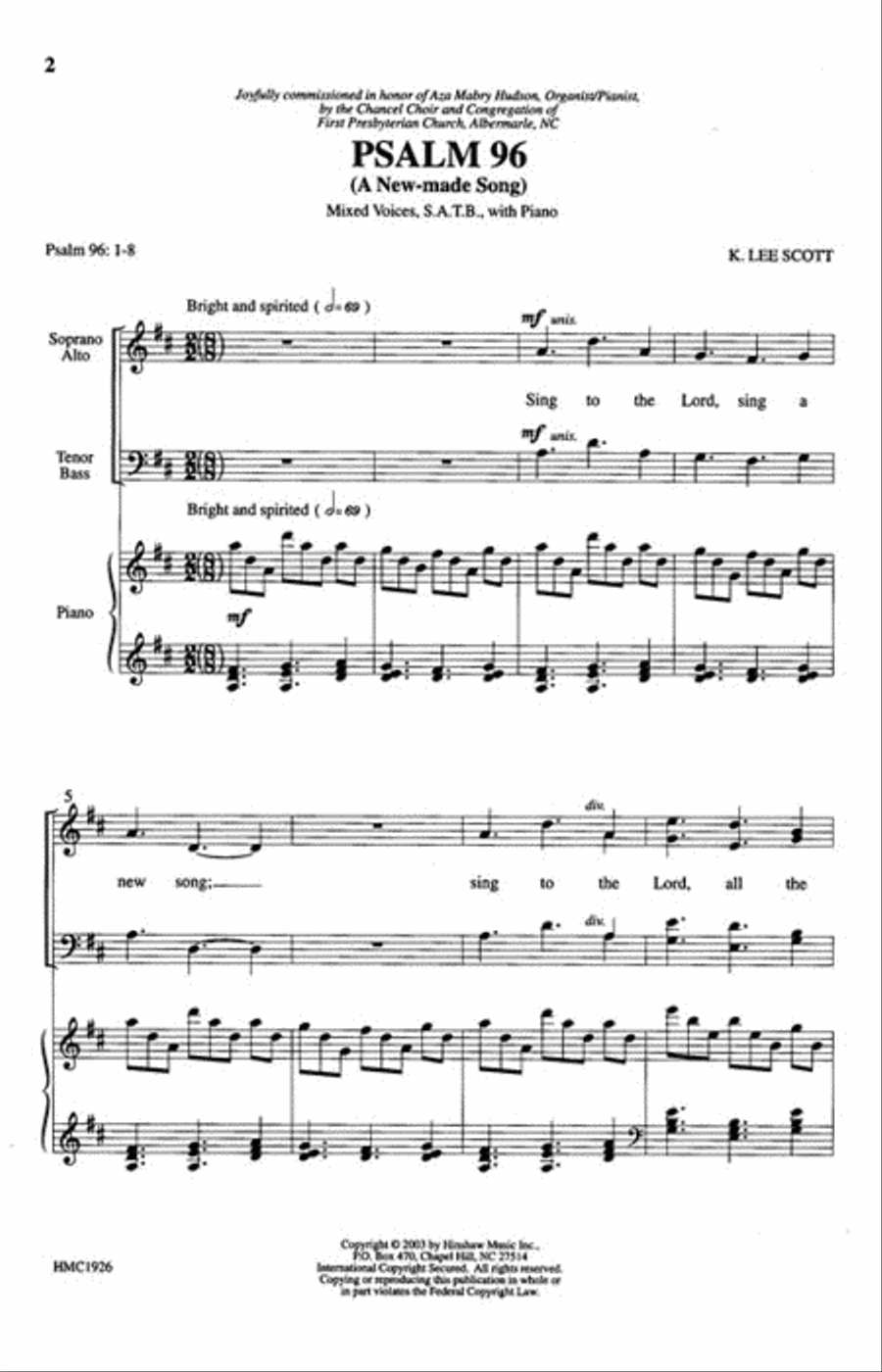 Psalm 96 (A New-made Song) 4-Part scores gallery preview page 2