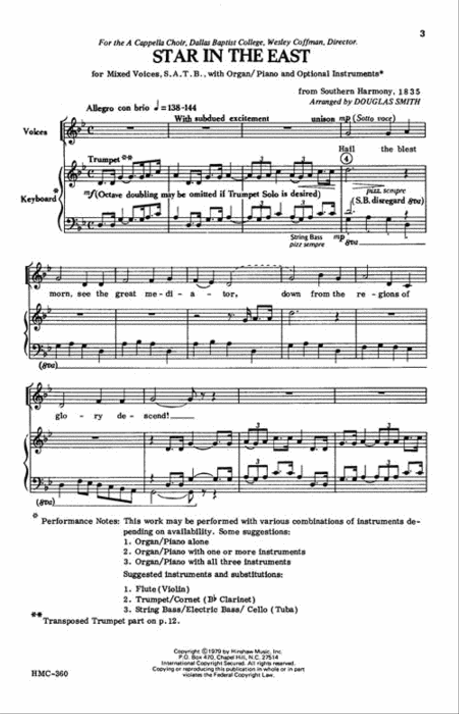 Star In The East (from Southern Harmony, 1835) 4-Part scores gallery preview page 2