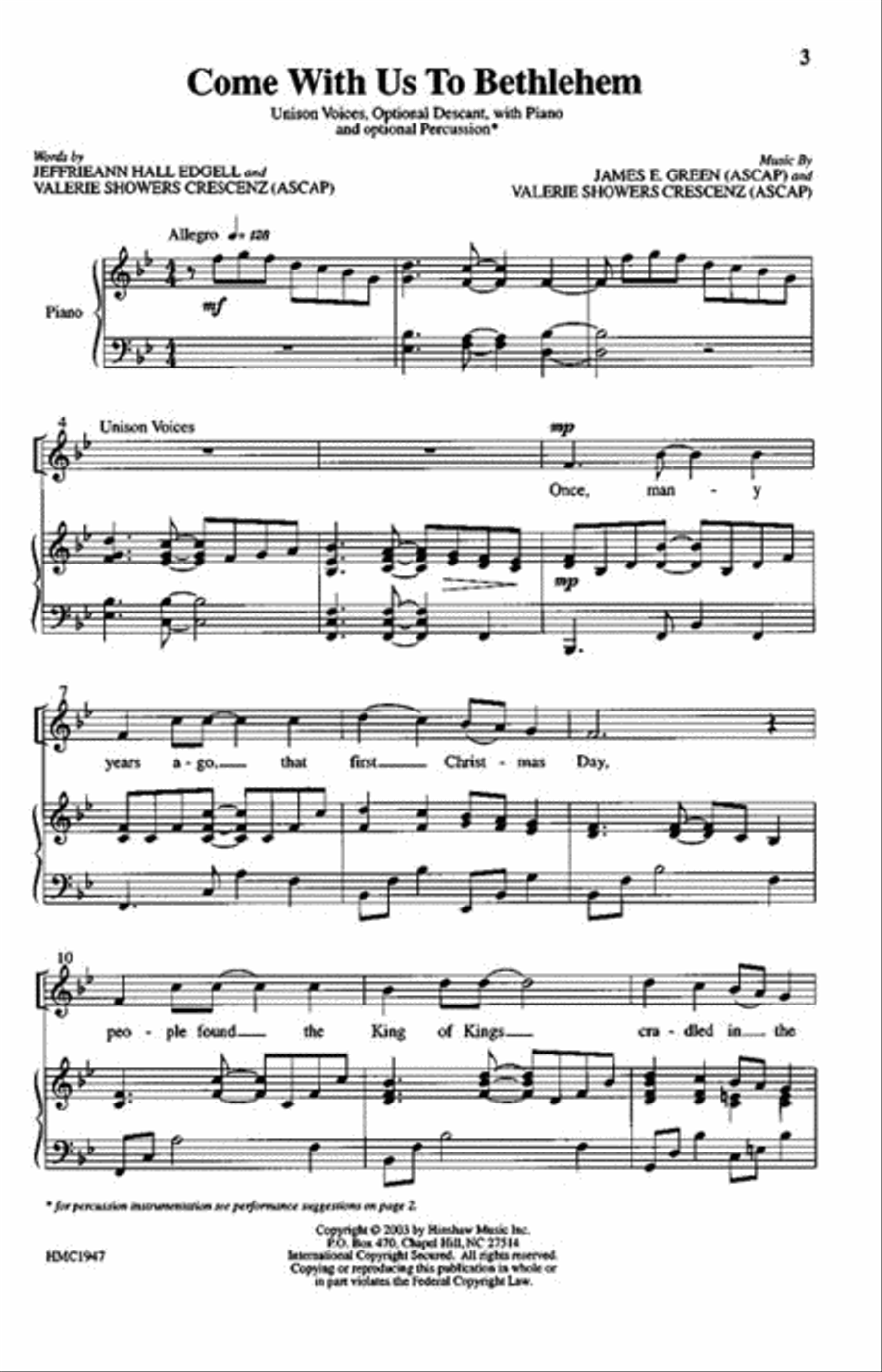 Come with Us to Bethlehem Unison Choir scores gallery preview page 2