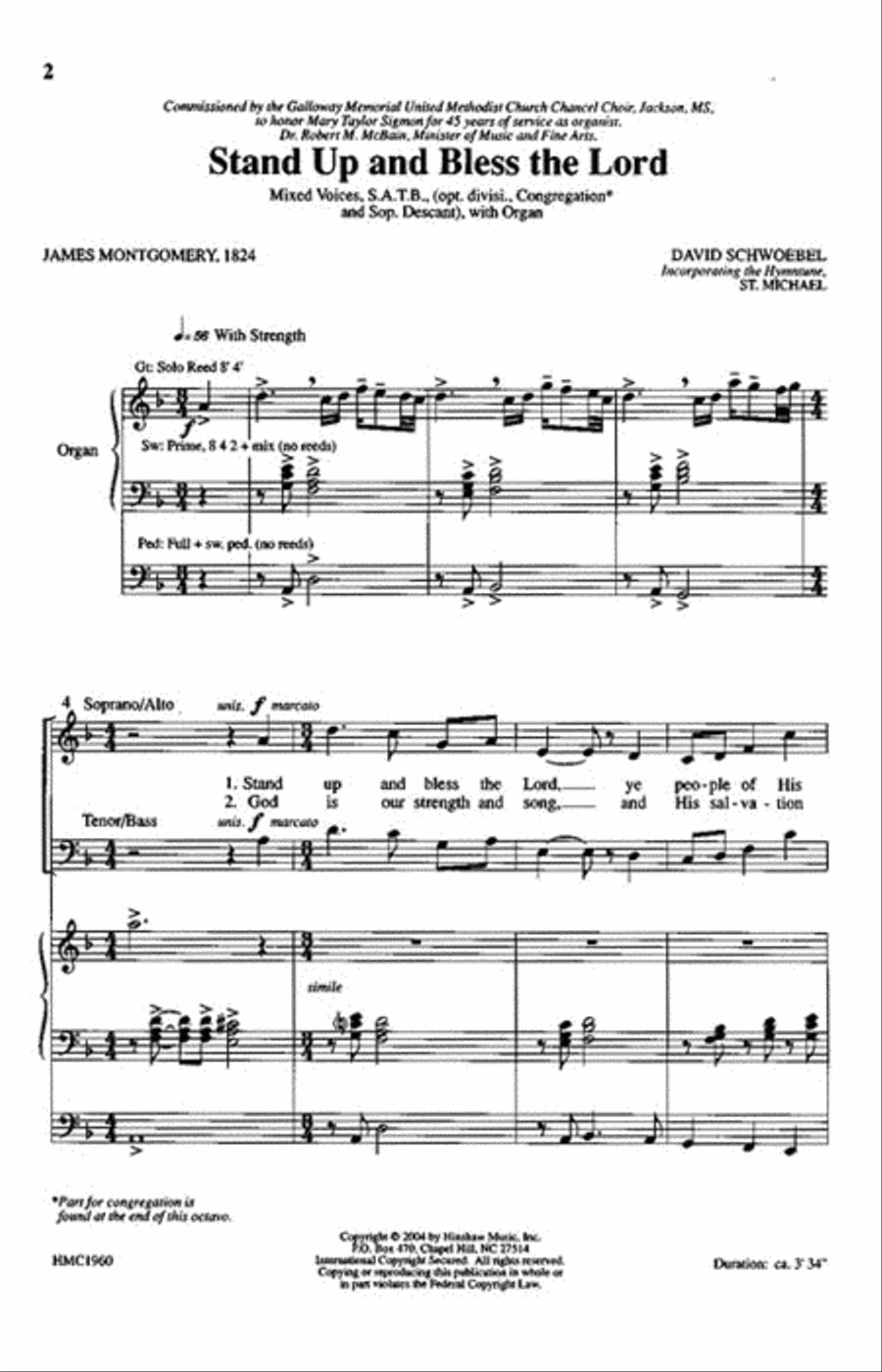 Stand Up and Bless the Lord 4-Part scores gallery preview page 2