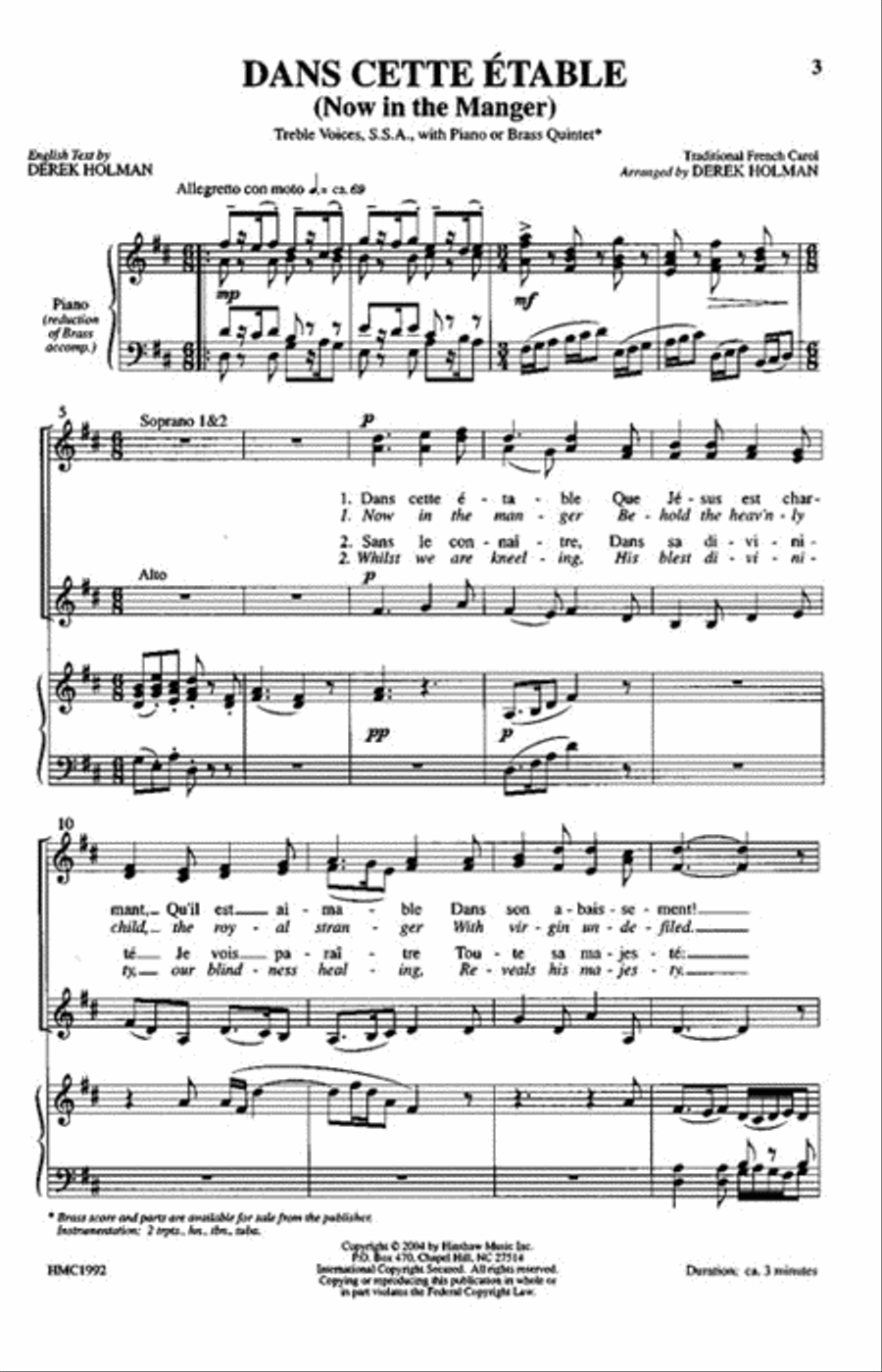 Dans Cette Etable (Now in the Manger) SSA scores gallery preview page 2