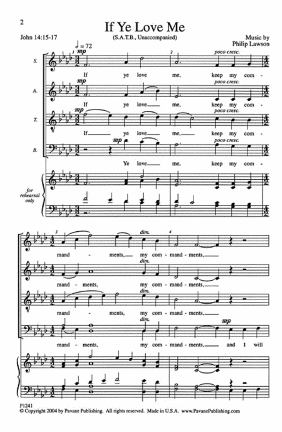 If Ye Love Me by Philip Lawson 4-Part - Sheet Music page 2