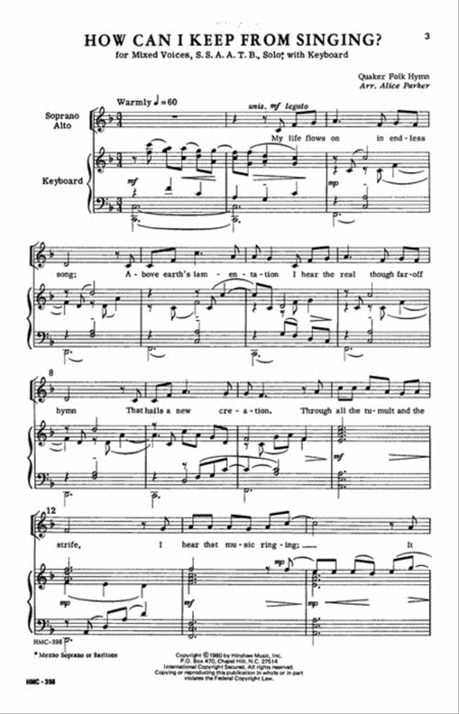 How Can I Keep from Singing? Choir scores gallery preview page 2