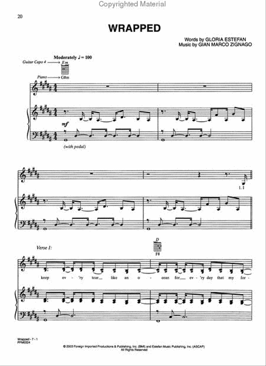 Gloria Estefan -- Unwrapped Piano, Vocal, Guitar scores gallery preview page 4