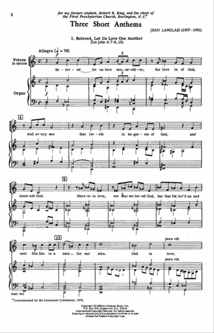 Three Short Anthems Three Short Anthems 4-Part scores gallery preview page 2