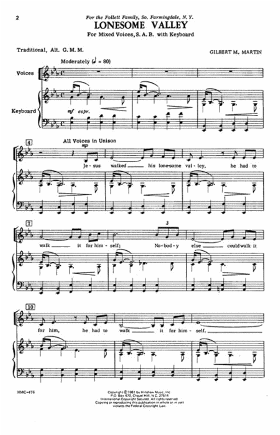 Lonesome Valley 3-Part - Sheet Music page 2