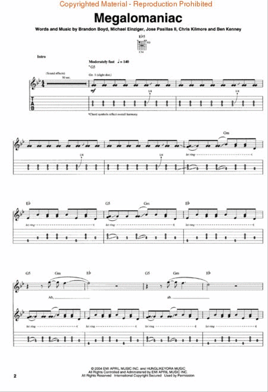 Incubus – A Crow Left of the Murder Electric Guitar scores gallery preview page 3