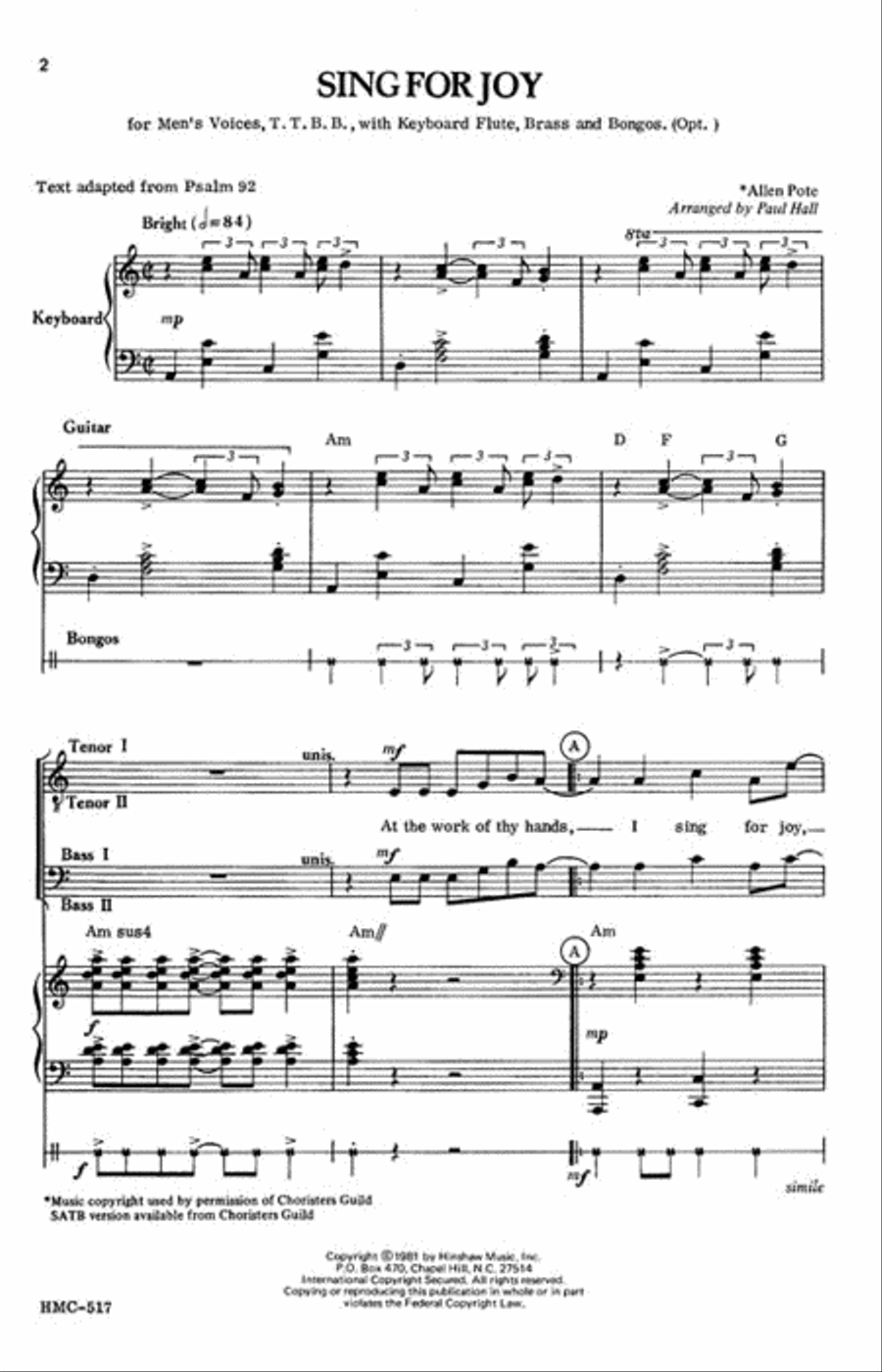 Sing for Joy Sing for Joy TTBB scores gallery preview page 2
