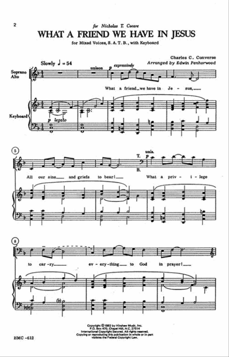 What a Friend We Have in Jesus 4-Part scores gallery preview page 2
