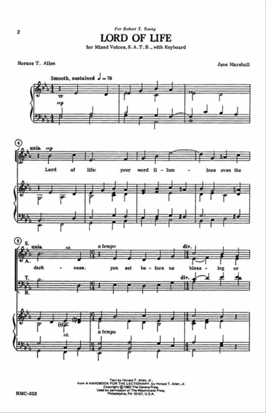 Lord of Life 4-Part - Sheet Music page 2