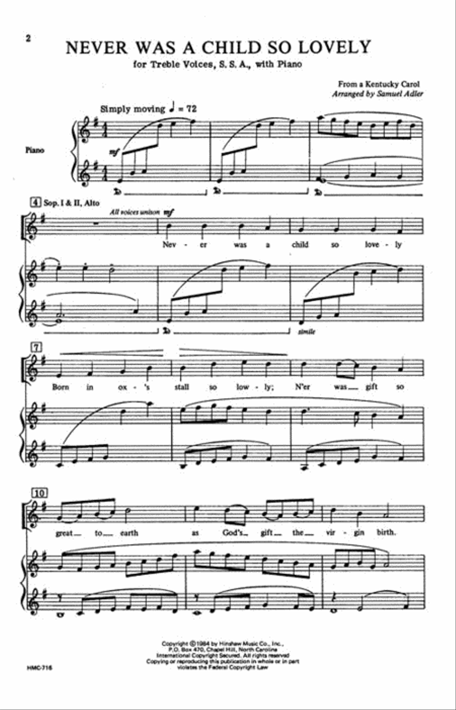 Never Was a Child So Lovely SSA scores gallery preview page 2