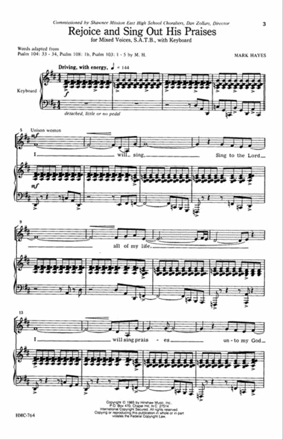 Rejoice and Sing Out His Praises 4-Part scores gallery preview page 2