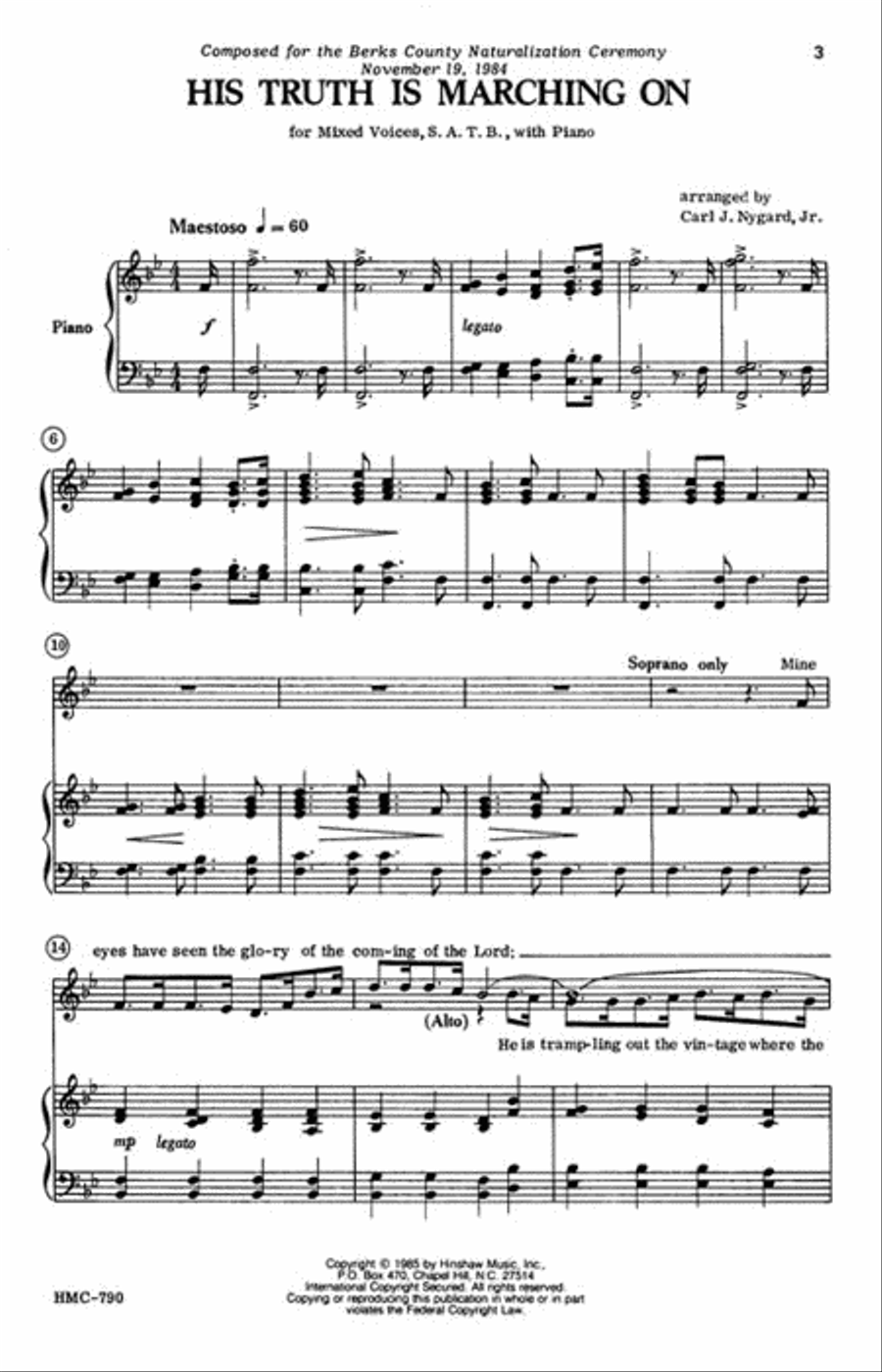 His Truth Is Marching On His Truth Is Marching On 4-Part scores gallery preview page 2