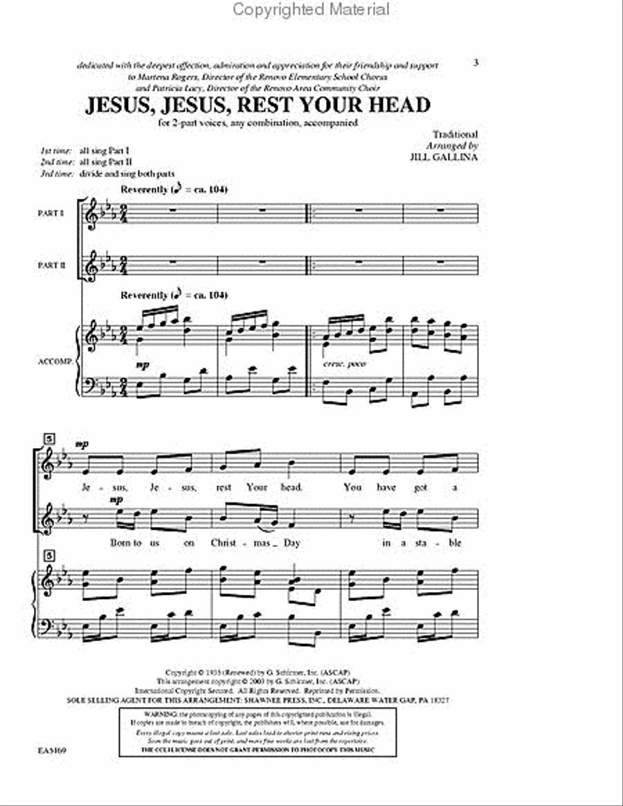 Jesus, Jesus Rest Your Head 2-Part scores gallery preview page 2