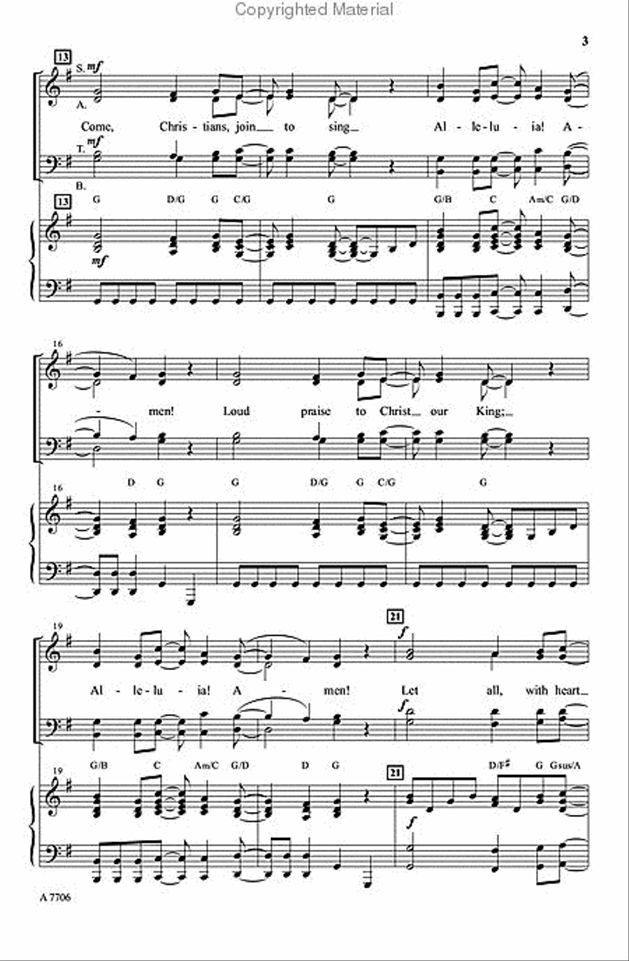 Come, Christians, Join to Sing 4-Part scores gallery preview page 3