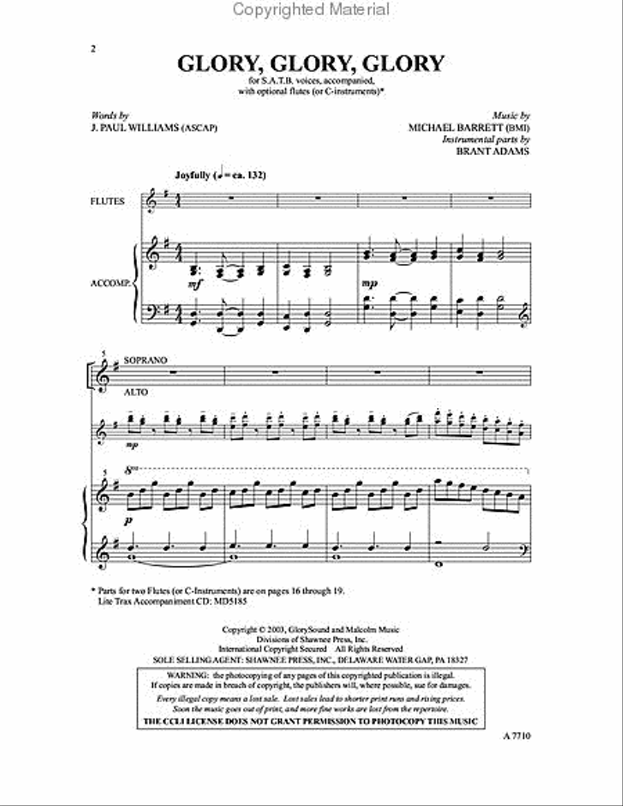 Glory, Glory, Glory Glory, Glory, Glory 4-Part scores gallery preview page 2