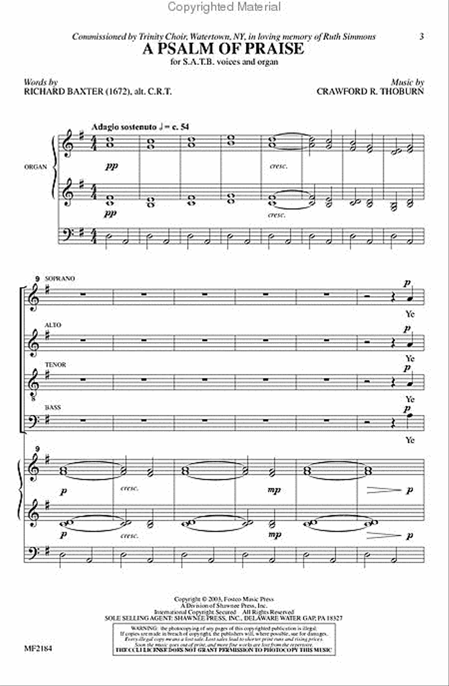 A Psalm of Praise A Psalm of Praise 4-Part scores gallery preview page 2