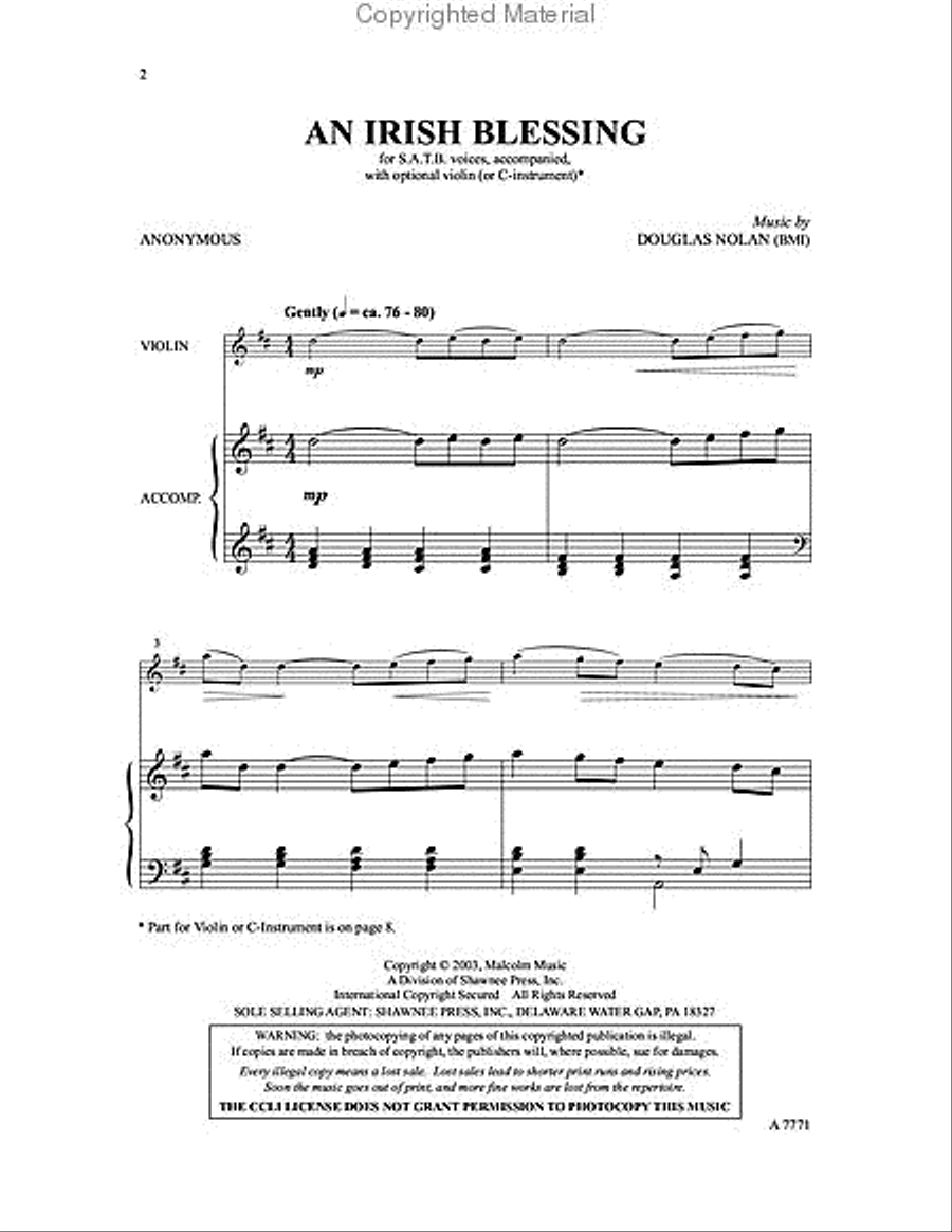 An Irish Blessing An Irish Blessing 4-Part scores gallery preview page 2