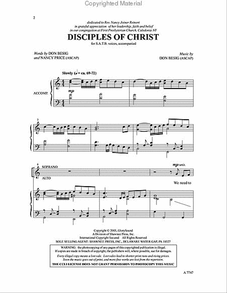 Disciples of Christ Disciples of Christ 4-Part scores gallery preview page 2