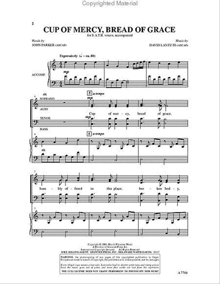 Cup of Mercy, Bread of Grace 4-Part scores gallery preview page 2
