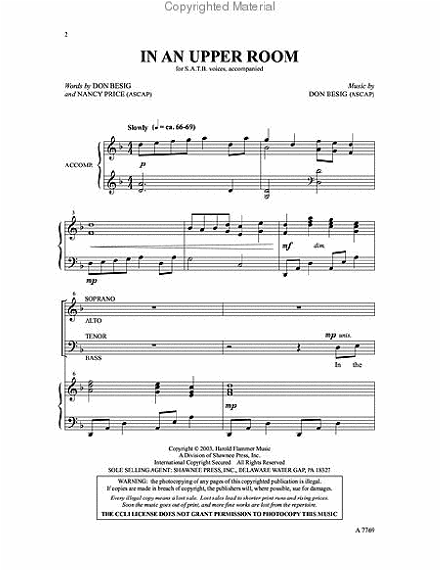 In an Upper Room In an Upper Room 4-Part scores gallery preview page 2