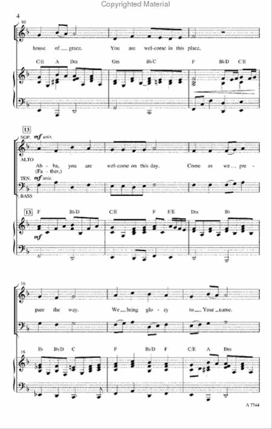 You Are Welcome You Are Welcome 4-Part scores gallery preview page 3