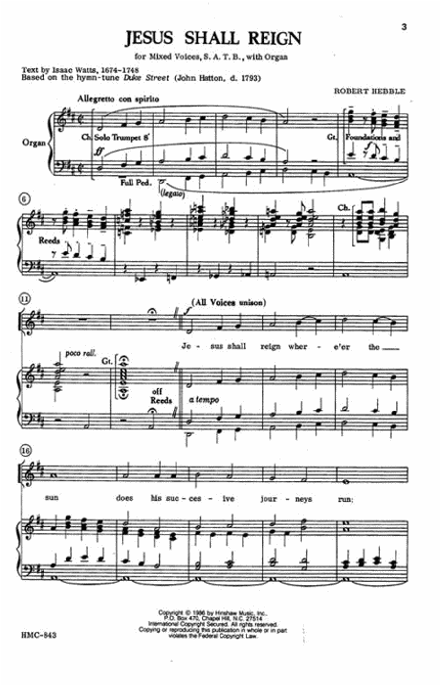 Jesus Shall Reign 4-Part - Sheet Music page 2