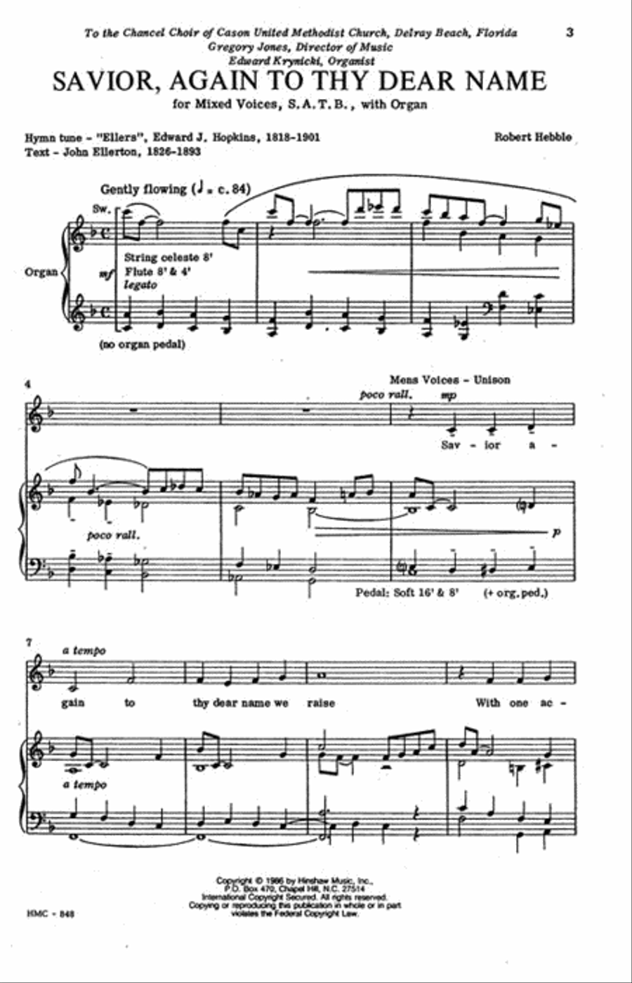 Savior, Again To Thy Dear Name 4-Part scores gallery preview page 2