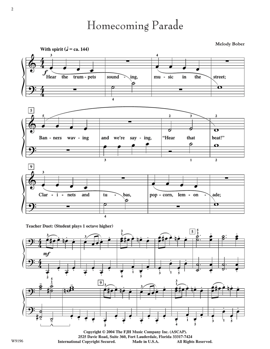Homecoming Parade Easy Piano scores gallery preview page 2