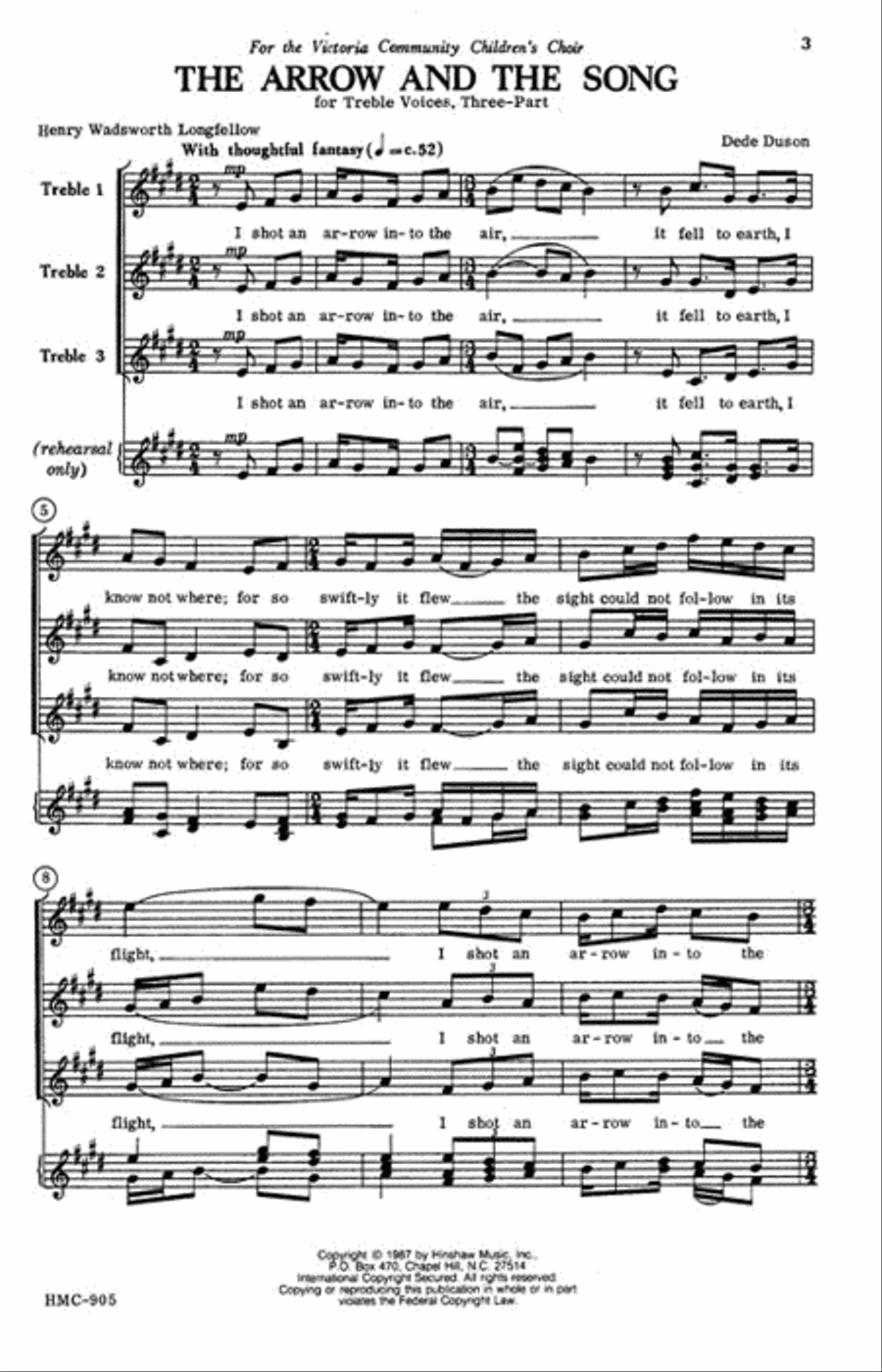 The Arrow and the Song The Arrow and the Song 3-Part scores gallery preview page 2