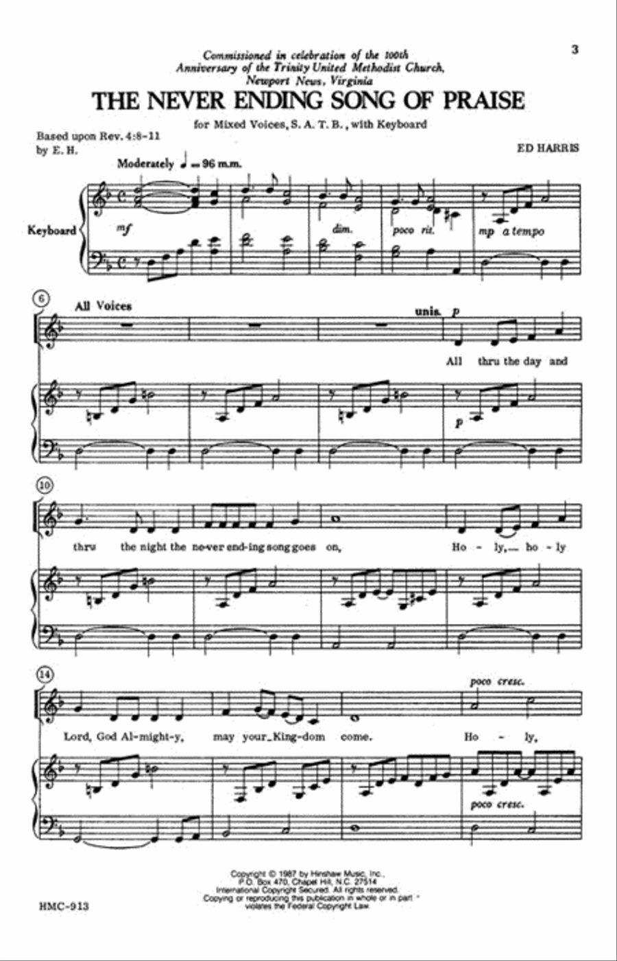 The Never Ending Song of Praise 4-Part scores gallery preview page 2