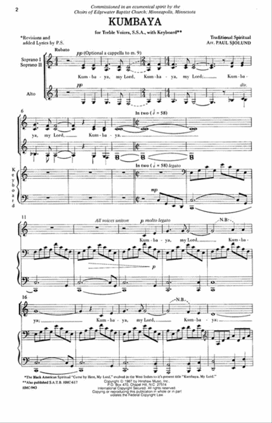 Kumbaya Kumbaya SSA scores gallery preview page 2