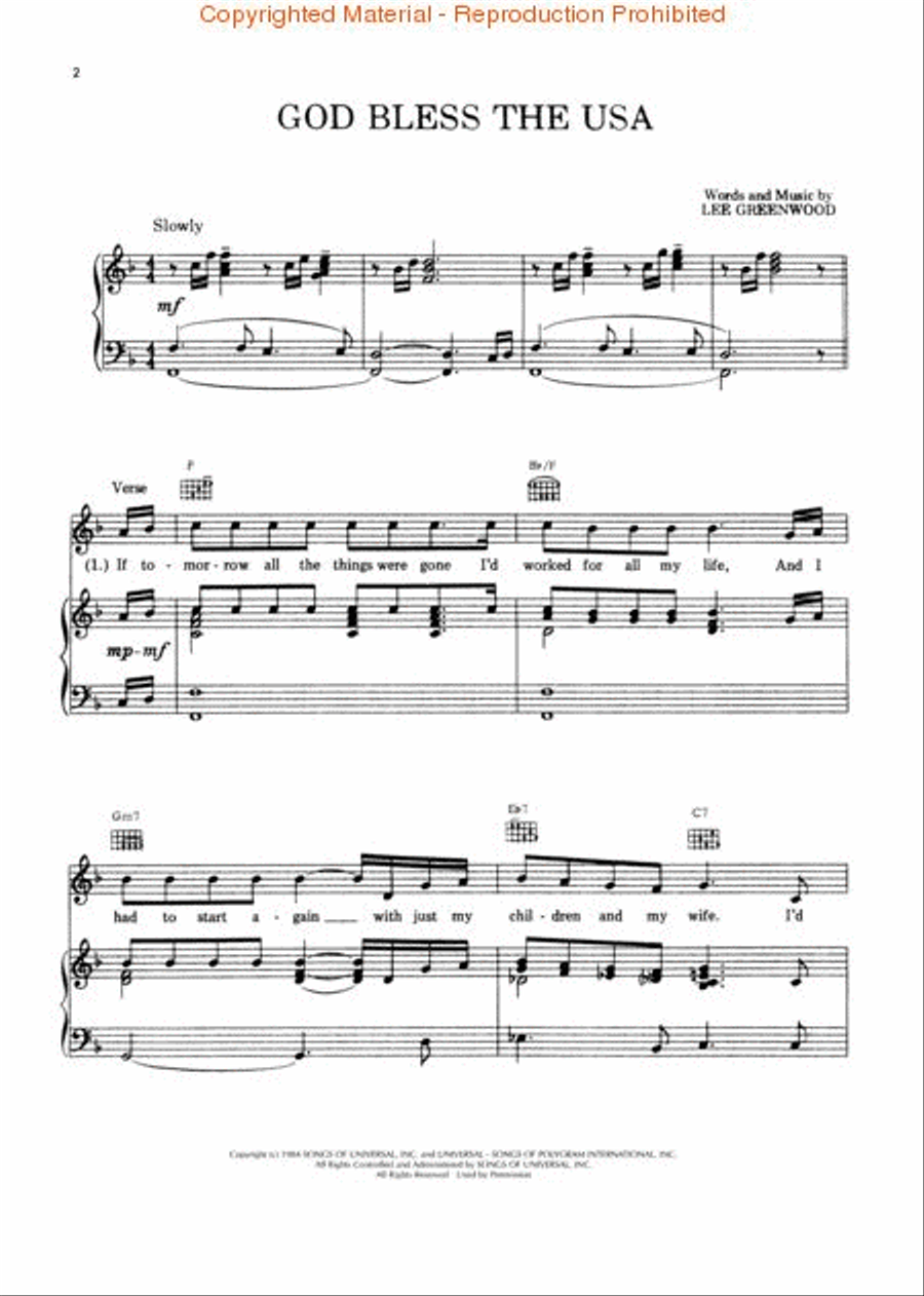 God Bless the U.S.A. Voice scores gallery preview page 2