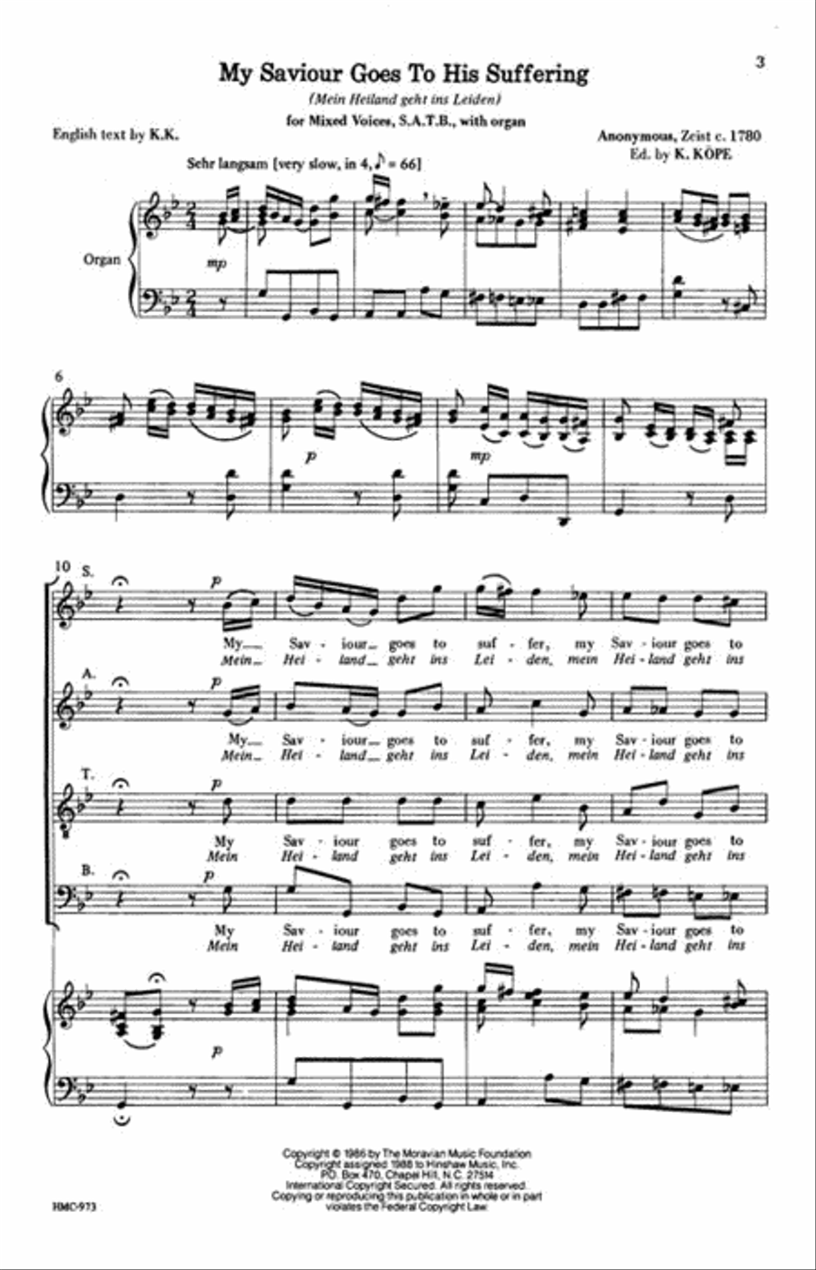 My Saviour Goes To His Suffering 4-Part scores gallery preview page 2