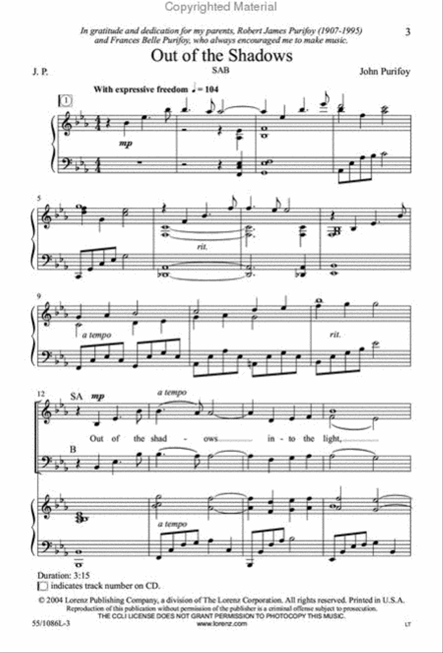 Out of the Shadows 3-Part scores gallery preview page 2